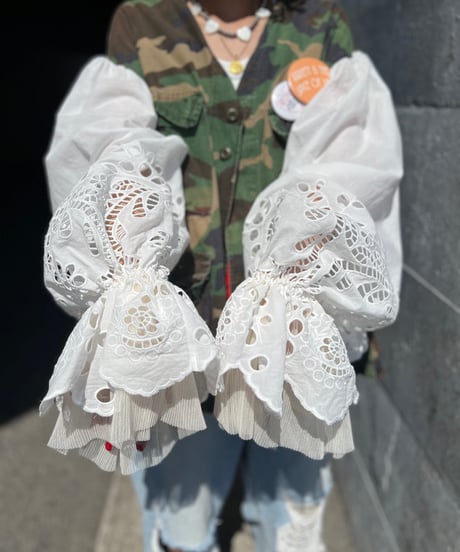 remake balloon sleeve military jacket