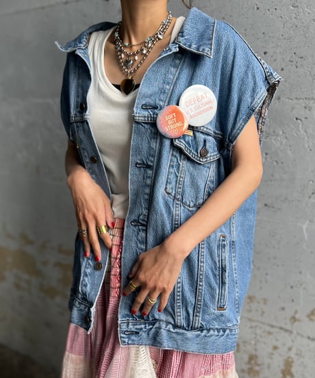 remake pocket denim vest D