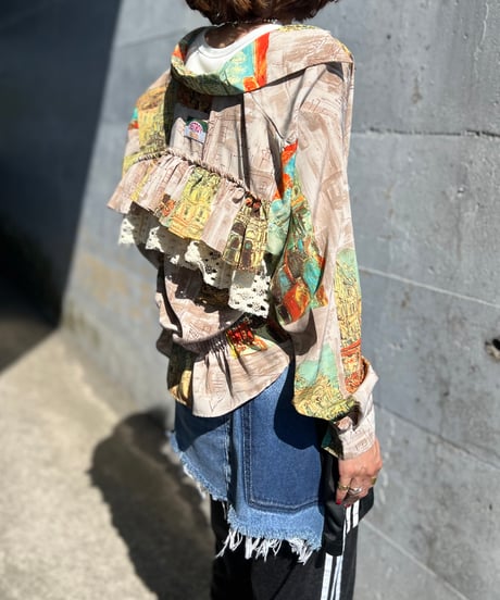 remake colorful frill shirt A