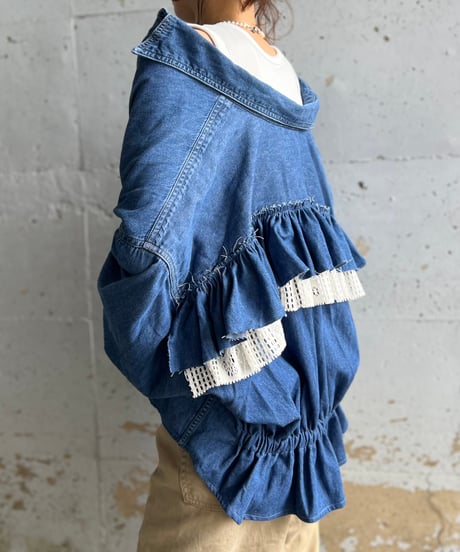 remake frill  denim shirt