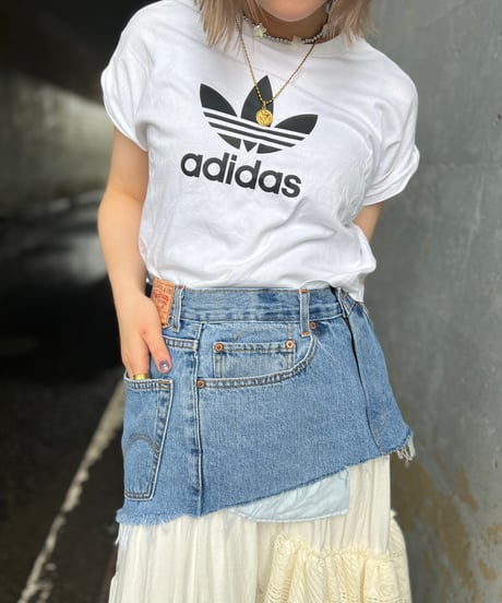 remake short denim skirt A