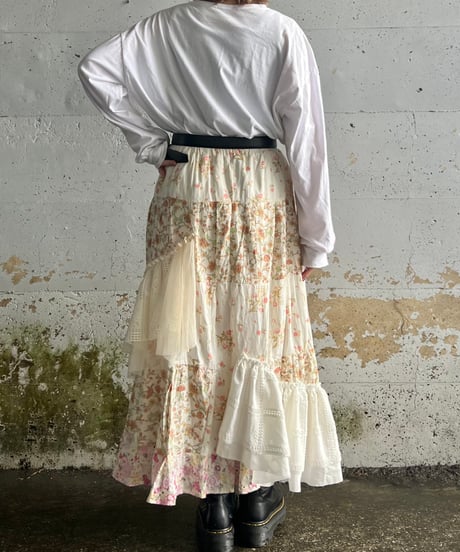 remake asymmetry flower skirt