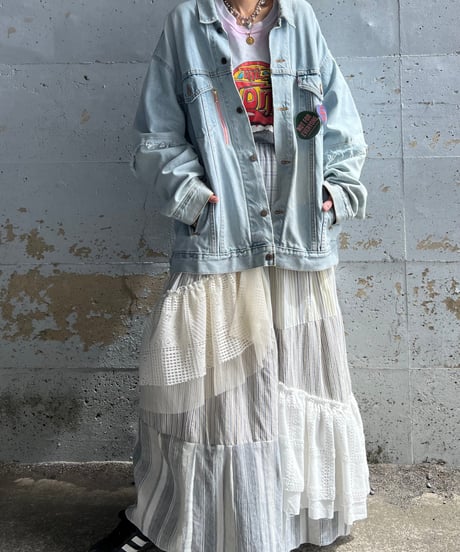 remake damage unique denim jacket