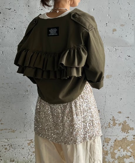 remake military frill half jacket
