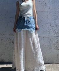 remake vintage lace wide pants A