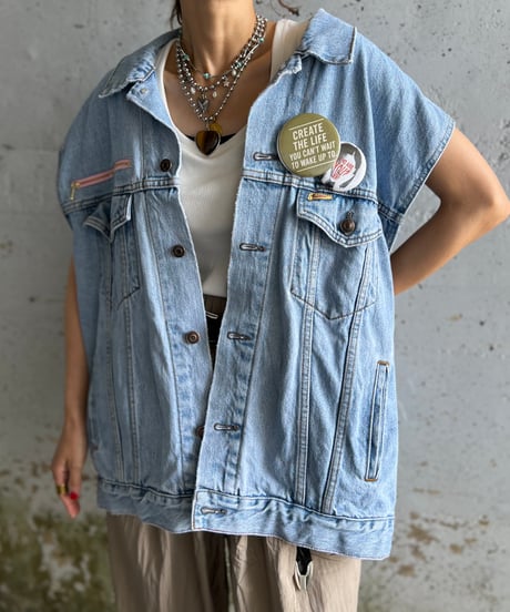 remake pocket denim vest B