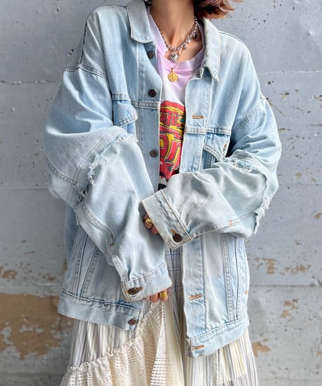 remake damage unique denim jacket