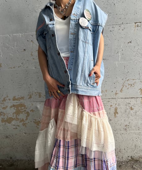 remake pocket denim vest C