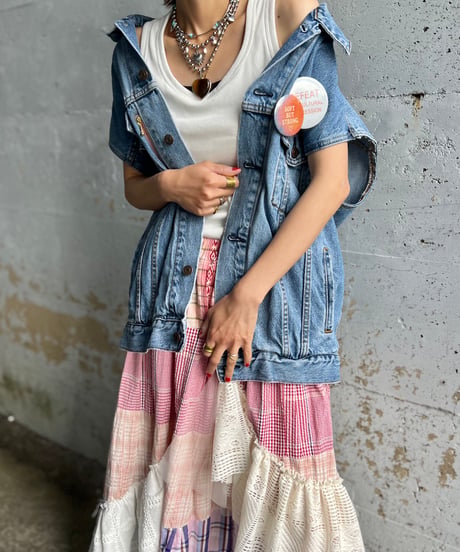 remake pocket denim vest D