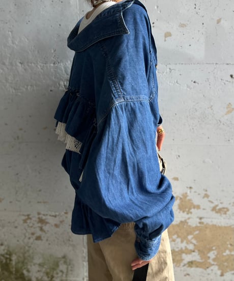 remake frill  denim shirt