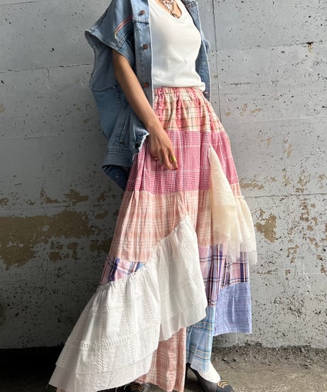 remake check asymmetry skirt C