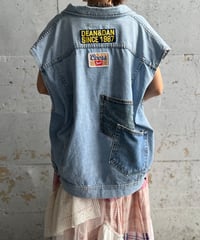 remake pocket denim vest C
