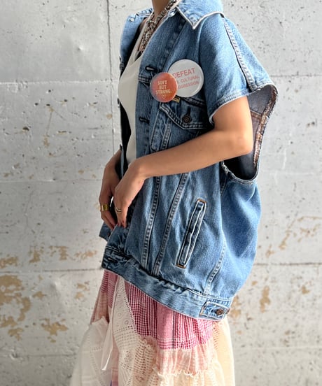 remake pocket denim vest D