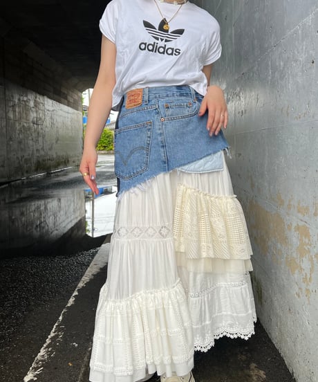 remake short denim skirt A
