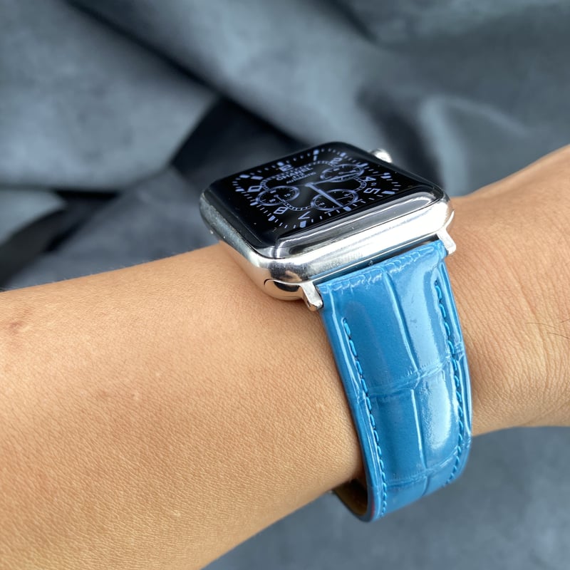 ローズxブルー□アップルウォッチカスタムセット□44mm用 さくかっ 