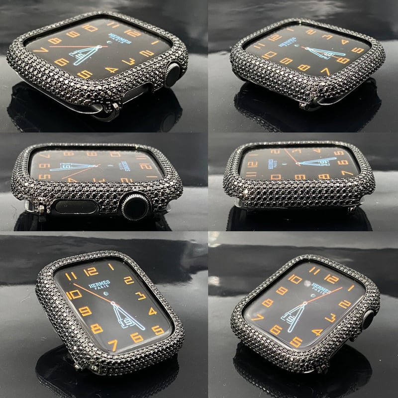 40mm 44mm⚫︎AA2ブラックベゼル⚫︎ブラックカーボンレザーベルト