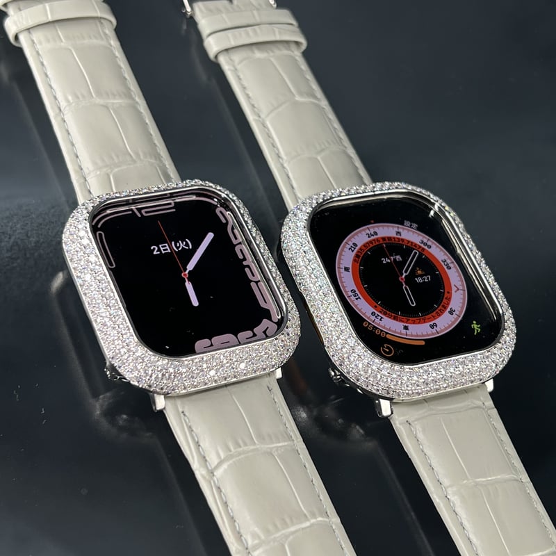 49mm 45mm44mm ウルトラ シルバーCZ ダイヤモンドベゼル ライトグレー
