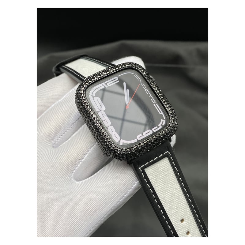 40mm44mm AA2モデルブラックベゼル&ブラック/ホワイトキャンバスレザー