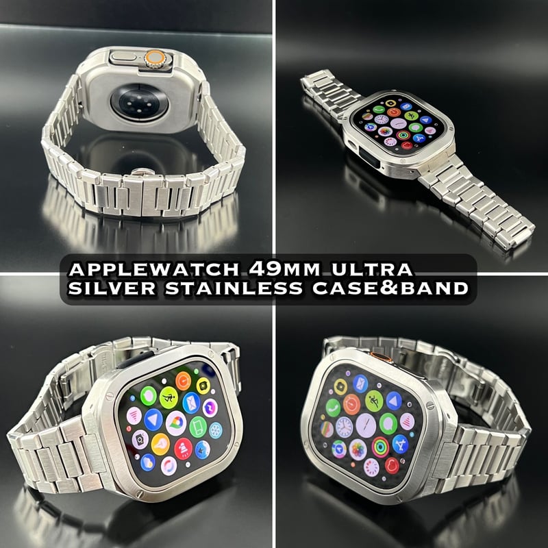 49mmローズホワイト ラバー apple watch ultra ステンレス