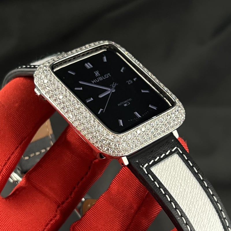 アップルウォッチ用ローズカスタムベゼル⚫︎ネオンレザーベルトセット アップルウォッチ用ローズカスタムベゼル⚫︎ネオンレザーベルト