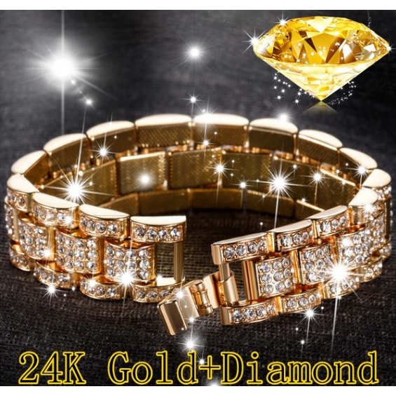 ファッションメンズ24Kゴールド色/ 925シルバーメッキ色ソリッド
