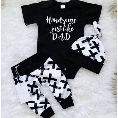 3ピースセットビーチロングパンツ衣装パジャマ半袖tシャツベビーレタープリント服男の子ロンパース