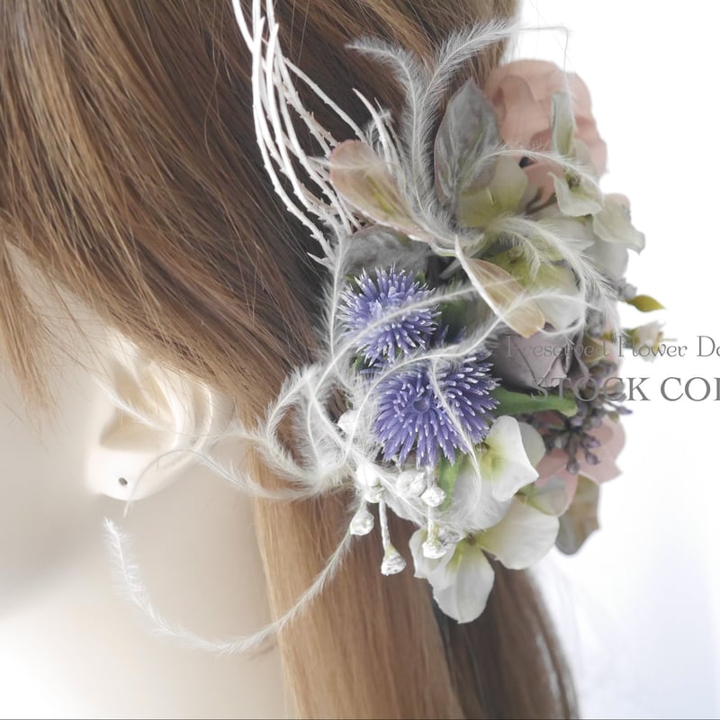 ヘッドドレス～スケルトンリーフとミニアネモネのグリーンstyle～ 髪飾り