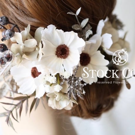 コスモスと紫陽花のヘッドドレス ヘアアクセサリー＊ウェディング 結婚式 成人式 前撮り 髪飾り 白無垢