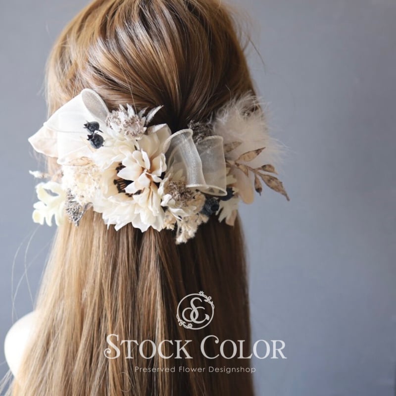 ハンドメイド リボン 悴ん ベージュ ヘアアクセサリー