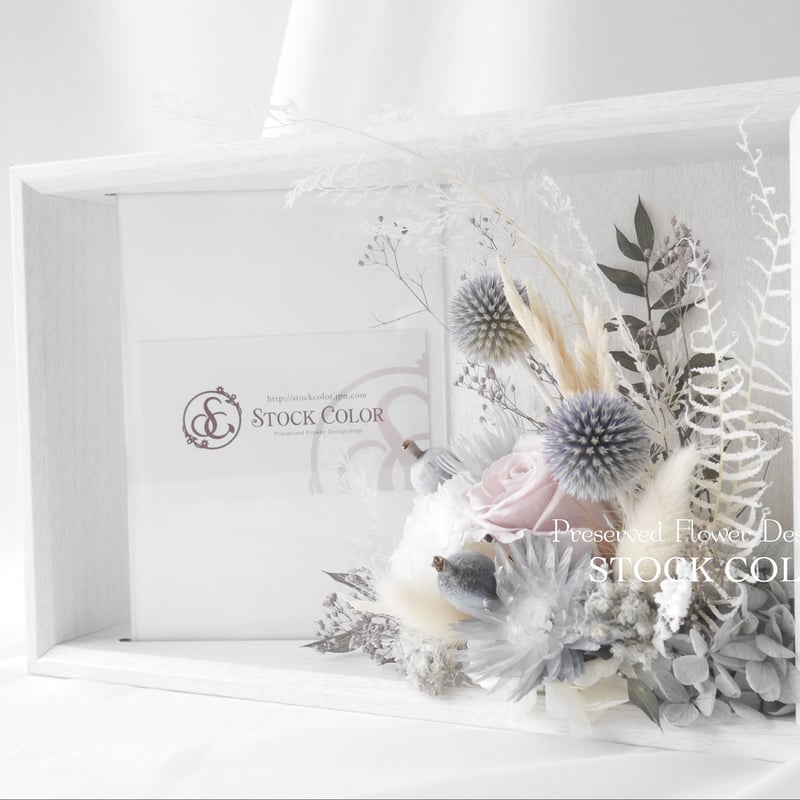 フォトフレームアレンジ＊ローズとカーネーションのボタニカルシャビー  