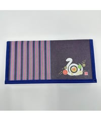 干支蛇(へび)柄 和風 布製 財布 紺 19cm 伝統的なデザインの上品な財布