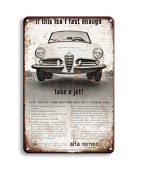 ブリキ看板 alfa romeo アルファロメオ GIULIA 1600 2600 スポーツカー イタリア車 ヴィンテージ広告 ポスター レトロ ガレージ インテリア 壁飾り おしゃれ