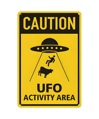 ブリキ看板 CAUTION UFO ACTIVITY AREA UFO 宇宙人 未確認飛行物体 警告 サイン アメリカン雑貨 レトロ ユーモア ヴィンテージ インテリア 壁飾り おしゃれ