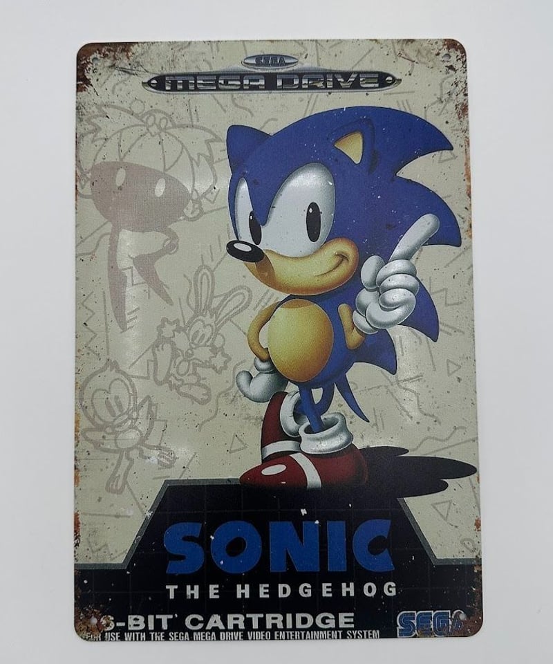 ソニック ブリキ看板 セガ メガドライブ ゲーム レトロ インテリア