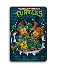 ブリキ看板 タートルズ TMNT ティーンエイジ・ミュータント・ニンジャ・タートルズ アメコミ レトロ アメリカン雑貨 インテリア 壁飾り