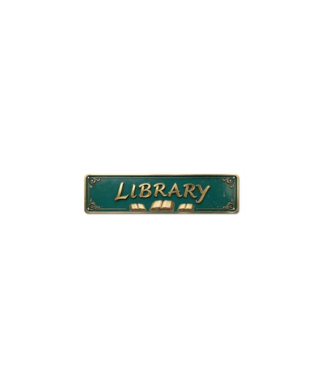 ブリキ看板 LIBRARY ライブラリー 図書館 本 書斎 読書 細長 壁飾り