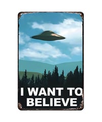 UFO ブリキ看板 エイリアン 宇宙人 I WANT TO BELIEVE レトロ ビンテージ インテリア 雑貨 壁飾り