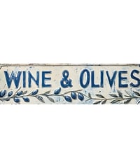 ブリキ看板 WINE & OLIVES ワイン オリーブ 地中海 ギリシャ 陶器風 プロヴァンス 縦長 サイン カフェ バー キッチン ヴィンテージ インテリア 壁飾り おしゃれ