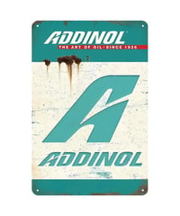 ブリキ看板 ADDINOL アディノール モーターオイル ドイツ ロゴ THE ART OF OIL SINCE 1936 ガレージ 自動車整備 ヴィンテージ レトロ インテリア 壁飾り おしゃれ