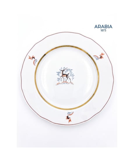 ARABIA ヴィンテージ プレート ガゼル柄 金彩 17cm