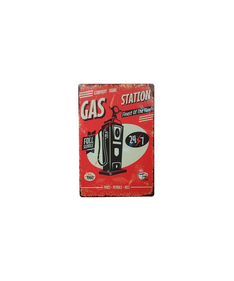 ブリキ看板 GAS STATION Full Service 1960 レトロ ガススタ ヴィンテージ 壁飾り