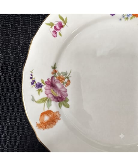 ARABIA ヴィンテージ 花柄 プレート 約17cm 金彩 フィンランド 1940年代