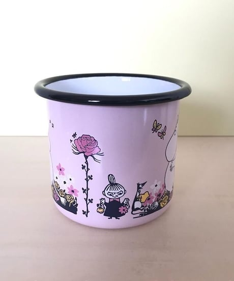 Muurla ムーミン 花畑 ホーローマグカップピンク 3.7dL (370mL)