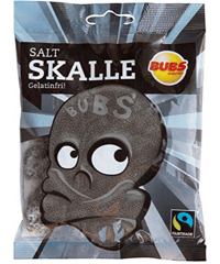 Bubs Godis Skalle スカッレ 骸骨 グミ 塩サルミアッキ味 90ｇ×２袋セット