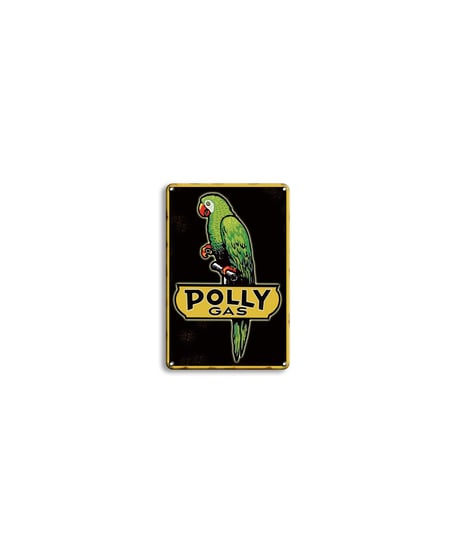 ブリキ看板 レトロ オウム POLLY GAS アメリカン ガレージ 壁飾り