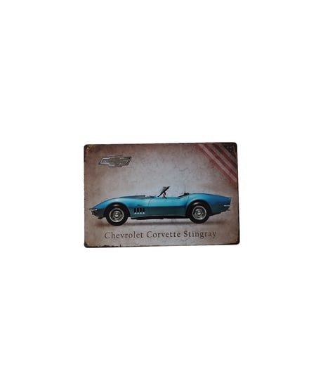 ブリキ看板 Chevrolet Corvette Stingray シボレー コルベット アメリカ 車 壁飾り