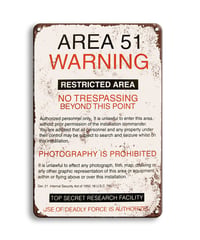 AREA51 エリア51 ブリキ看板 WARNING 警告 看板 アメリカン雑貨 レトロ インテリア ビンテージ 壁飾り