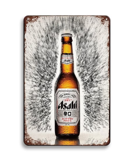 アサヒビール ブリキ看板 Asahi Super Dry レトロ ビール 瓶 beer