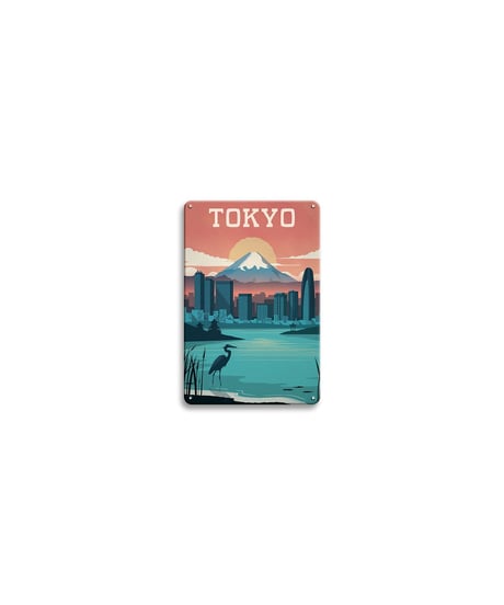 ブリキ看板 東京 富士山 TOKYO レトロ 日本風景 インテリア 壁飾り