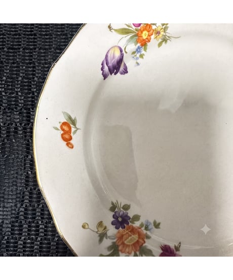 ARABIA ヴィンテージ 花柄 プレート 約17cm 金彩 フィンランド 1950-60年代